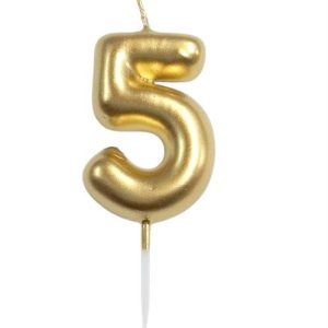 Casey 10cm Gold Numerical Birthday Candle Nr.5