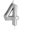 Casey 10cm Silver Numerical Birthday Candle Nr.4