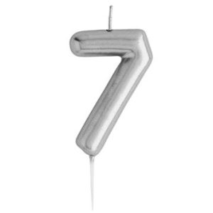 Casey 10cm Silver Numerical Birthday Candle Nr.7