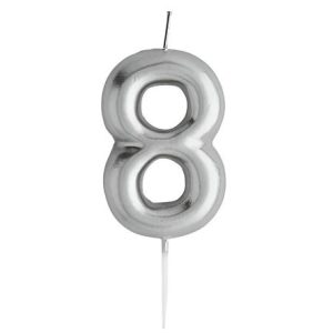 Casey 10cm Silver Numerical Birthday Candle Nr.8