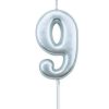 Casey 10cm Silver Numerical Birthday Candle Nr.9