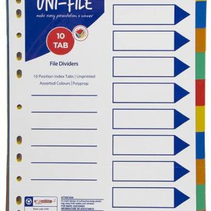 MARLIN FILE DIVIDERS JAN - DEC POLYPROP