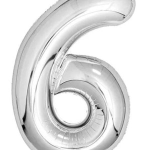 Casey 102cm Silver Balloon Number 6