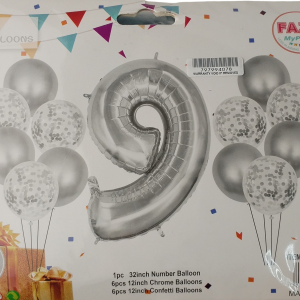 Casey 13pc Silver and White Balloon Set Nr 9