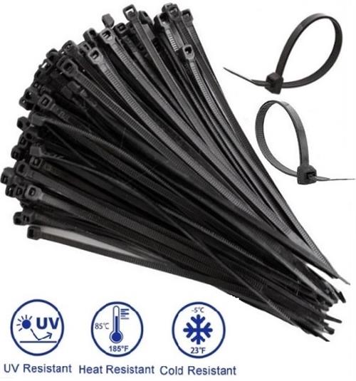 Noble 2.5 x 200mm Pack of 100 Black Nylon Cable Ties